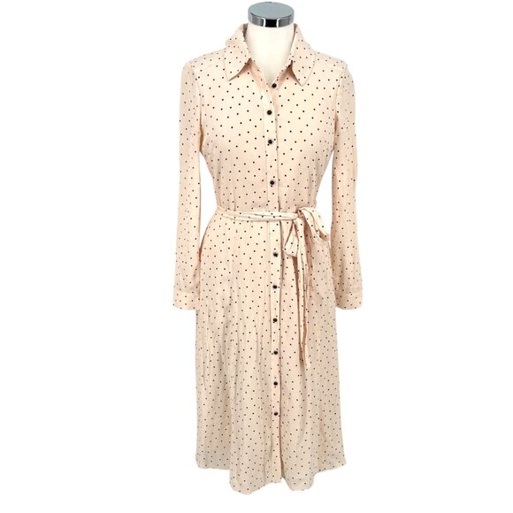 Gal Meets Glam Collection Polka Dot Button-Down Shirt Dress Peach Pink Size 4 - Picture 1 of 12